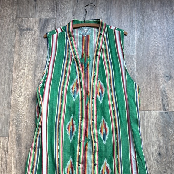 ✨SILVERADO APPAREL Lauren Duster Size Large Southwestern Cotton Serape Stripe - Picture 3 of 15